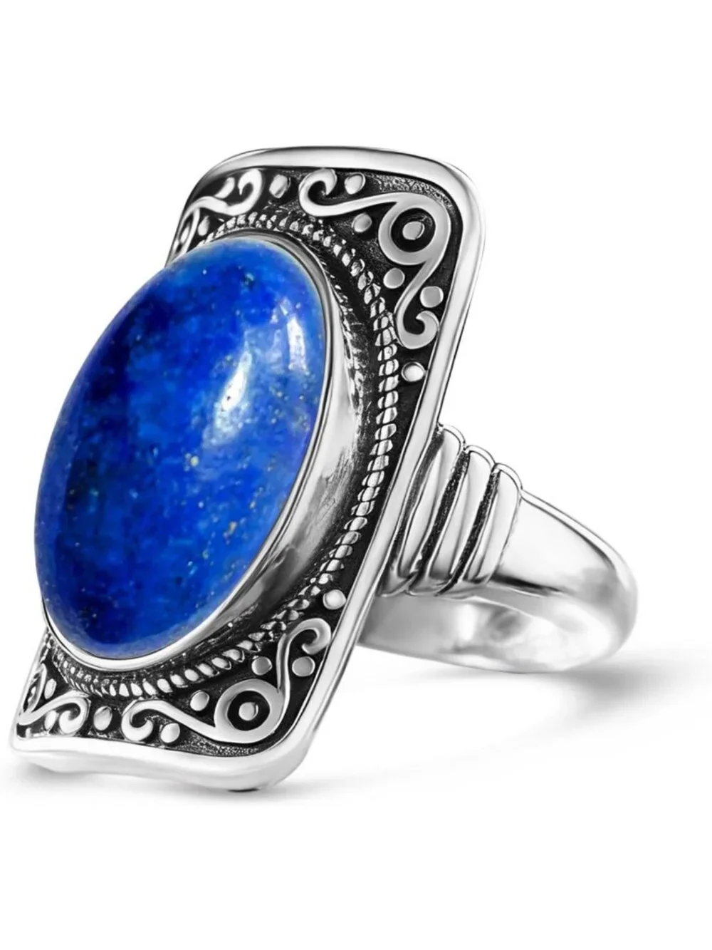 Chunky Boho Vintage Natural Stone Ring, Retro Crystal Quartz Statement Jewelry